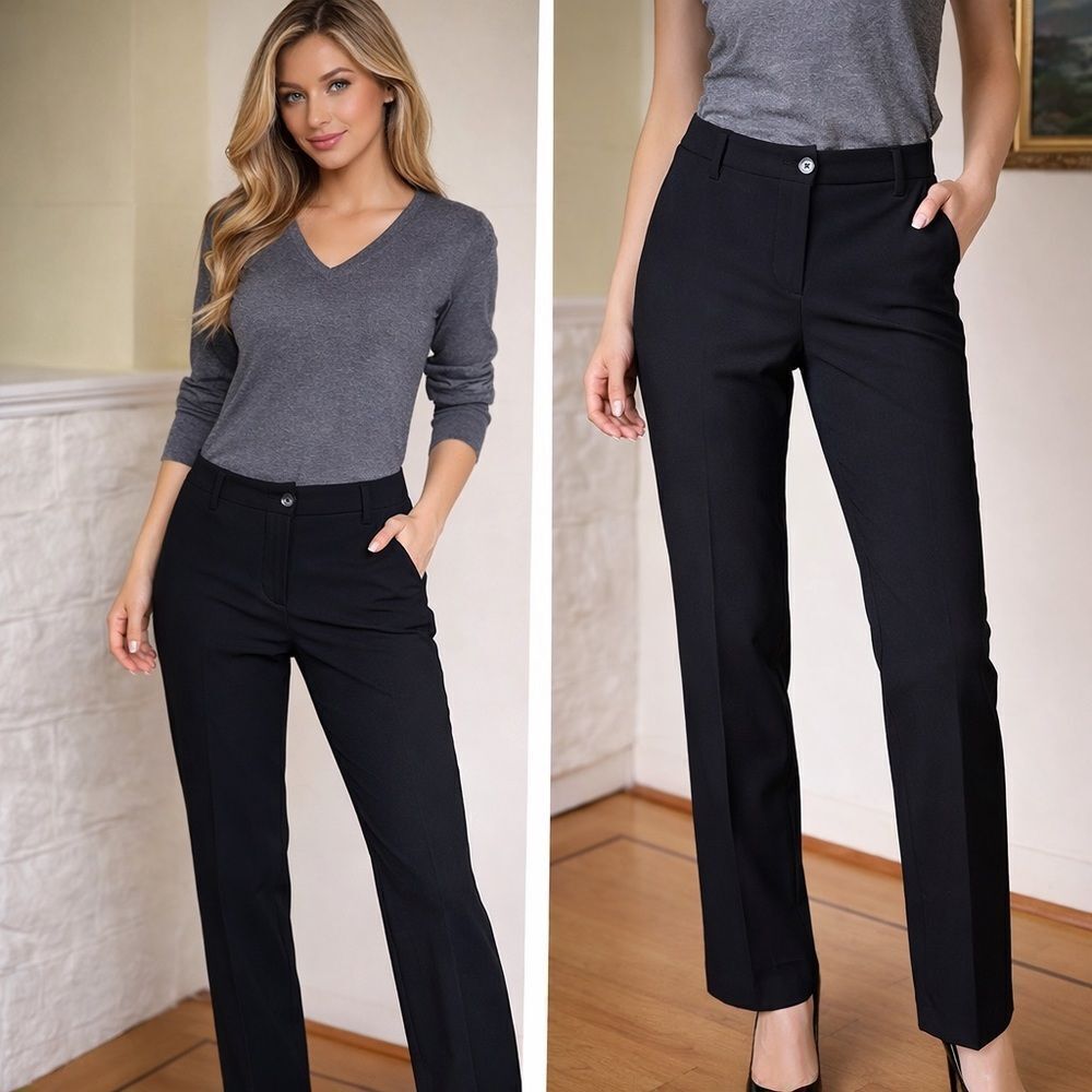 Hilary Radley Black Ankle Crop Slim Trousers